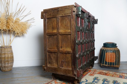 Indian carved wood dowry - dowry, chest