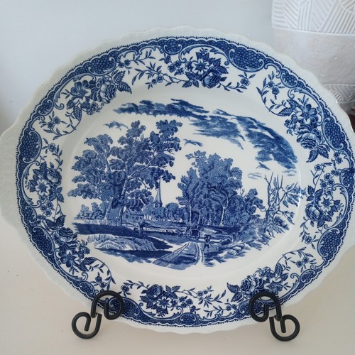Vintage oval blue white - blue,