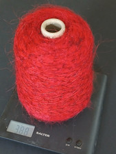 Knitting wool fluffy mohair yarn cone red with black flecks 388g inc inner 