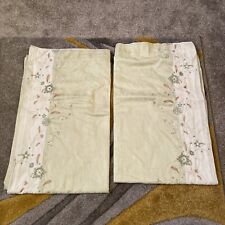 Pair of Pale Green Floral Pleated Curtains 64” x 54” & Matching Double Duvet