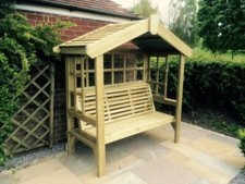 Cottage Arbour Trellis Wooden Garden Bench Sits 3
