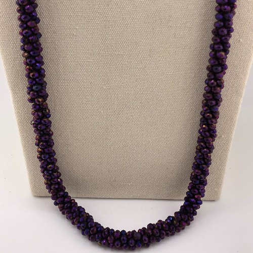 Long bead necklace purple - bead,
