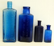 blue poison chemical bottles