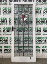 STAINED GLASS BACK DOOR ANTIQUE 1930s RECLAIMED WOODEN WOOD EXTERNAL LEADED OLD