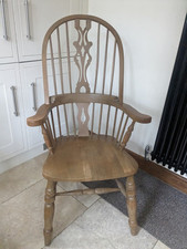 Country Farmhouse Pine fiddle Back Grandfather,Carver Chair