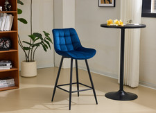 2X Velvet Designer Bar Stools Bar Chairs Kitchen Counter Height 66cm Metal Legs