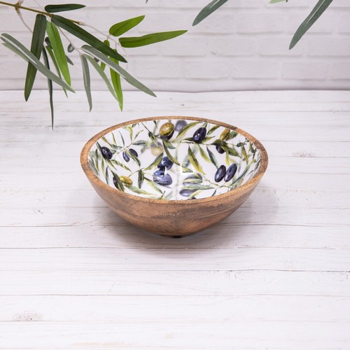 Mango wood enamelled olive - mango,