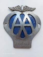 AA Blue Car Badge..OA Suffix