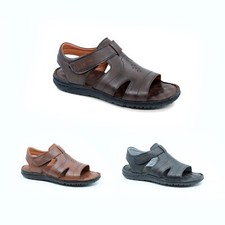 Lusco mens Gladiator full genuine leather outdoor beach summer open toe sandal