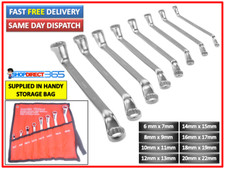 Offset Double Ring Spanner Wrench Set 6mm - 22mm 8pc Metric Spanners Deep #25-54
