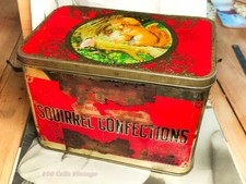 Large Squirrel Confections Red and gold-vintage Sweet tin
