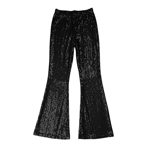 Black sequin trousers women - black,