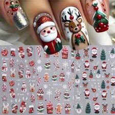 Nail Art Stickers Decals Christmas Santa Reindeer Tree Snowflake Xmas Transfers