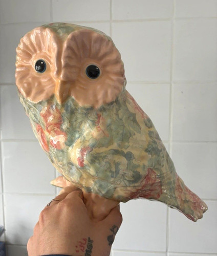 Hand painted ceramic owl - painted,