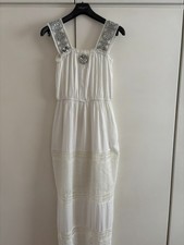 DEBENHAMS MAXI SHISHA WORK WHITE SUMMER HOLIDAY BRIDESMAID DRESS SIZE  12-14