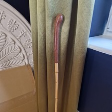 vintage antique bamboo Walking stick cane leather covered Gentlemen 