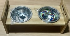 elevated pet bowl stand, SuitSmall Dog/Cat. 2x 12cm Stainless Steel Bowls