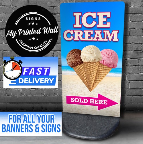 Ice cream sold here board - ice,