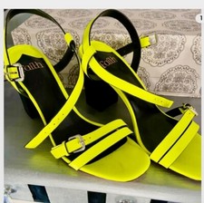 faith neon yellow heels size 6 heel not too high buckle strap design