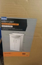 X2 - White Gloss Basin Vanity Unit with 2-Door Sink - 550mm x 875mm x 300mm 