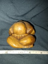 Hand Carved Wooden Weeping Buddha Sculpture Yogi Figurine Vintage 