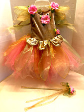 Fairy Dust Little Girls Birthday Pink Flowers Costume Dress w/Wand size 3