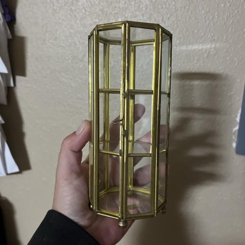 Vtg brass glass small - brass,