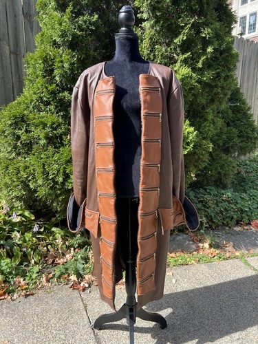 Leather zippered pirate coat - leather,