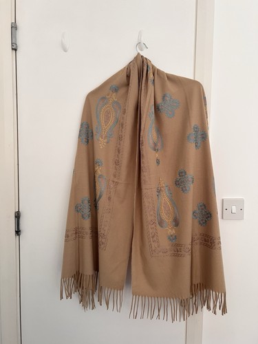 Womens beige bohemian pashmina - womens,