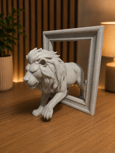 Lion frame illusion - lion, in