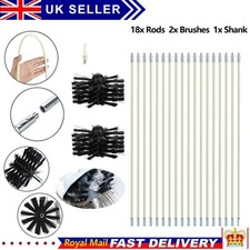 21Pcs Flexible Chimney Sweep Set Flue Sweeping Brush Rod Kit Soot Cleaning Rods