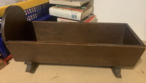 Antique oak rocking crib - rocking,