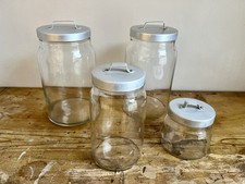Set of Four Vintage IKEA Burken Glass Jars Metal Lids Excellent Condition
