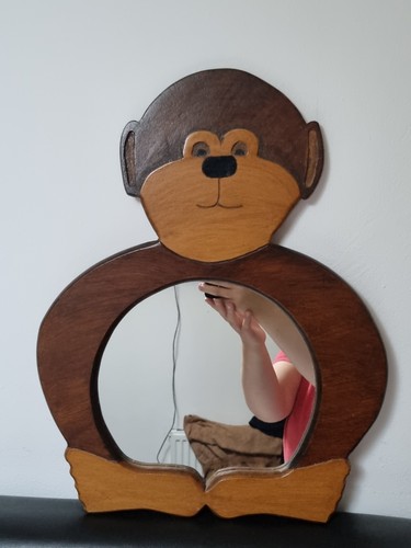Vintage wooden mirror - , monkey