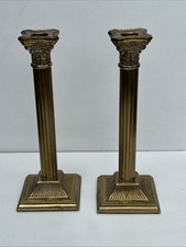 Vintage Solid Brass Roman Corinthian Column Candlestick Holder.