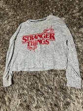 Medium Size Stranger Things Pj Top Grey, Cropped Will Fit 10-14