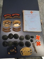 Vintage British Red Cross Brass Shoulder Badge Middlesex Gloucester Buttons Book