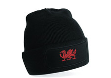 Welsh Dragon beanie Logo Embroidered patch beanie hat- rugby Wales Dragon