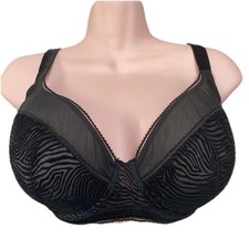 MARKS & SPENCER AUTOGRAPH Animal Flock & Velvet Black Plunge Bra Size 34G