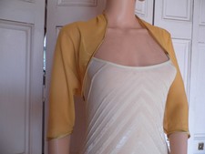 Gold elbow length Chiffon Wedding Evening Shrug Bolero Wrap Jacket 