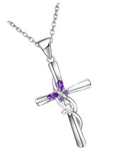 925 Sterling Silver Cross Necklace for Women, Butterfly Pendant Necklace Cross