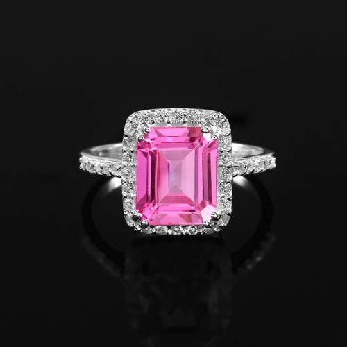 Pink sapphire ring solid 925 - pink,