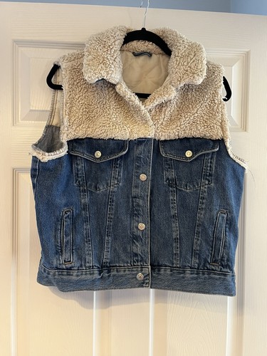 Shearling denim sleeveless - shearling,