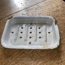 Vintage White Farmhouse Enameled Soap Dish