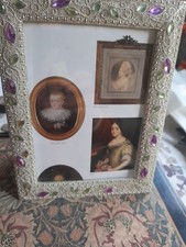 Silver Tone Jewelled Frame Ornate Green & Purple