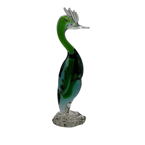 Murano art glass green heron - art,