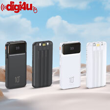 Portable 10000mah Power Bank LED Backup Battery 3 Cable Fast Charger For Phone