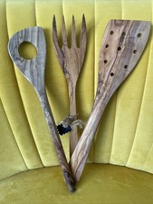 Wooden Kitchen Utensils Spoon Fork Cypriot Wood Rustic Vintage 