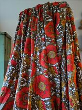 PAIR VINTAGE RETRO Red Poppy floral CURTAINS 180cmD 156cmW DOOR PATIO FLOOR LONG