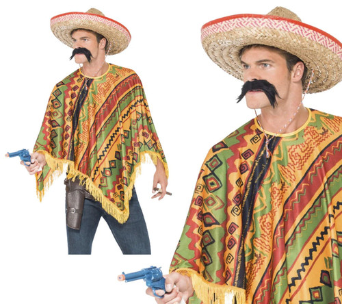Poncho black moustache - +,